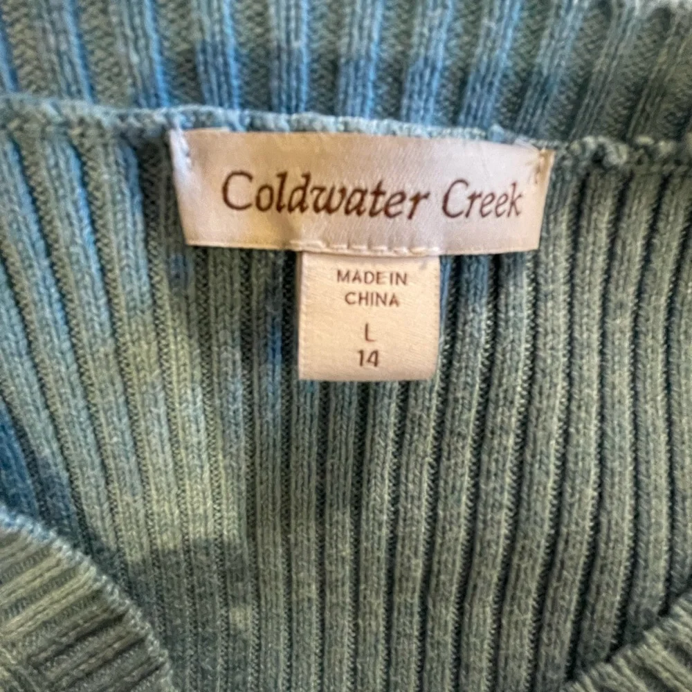 Coldwater Creek Light Blue Diagonally Ribbed Sweater L (14) FREE SHIP - Picture 4 of 5